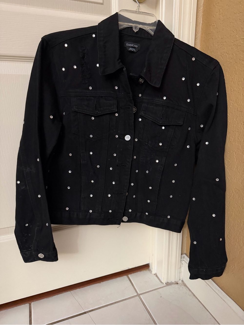 bebe Black Studded Denim Jacket